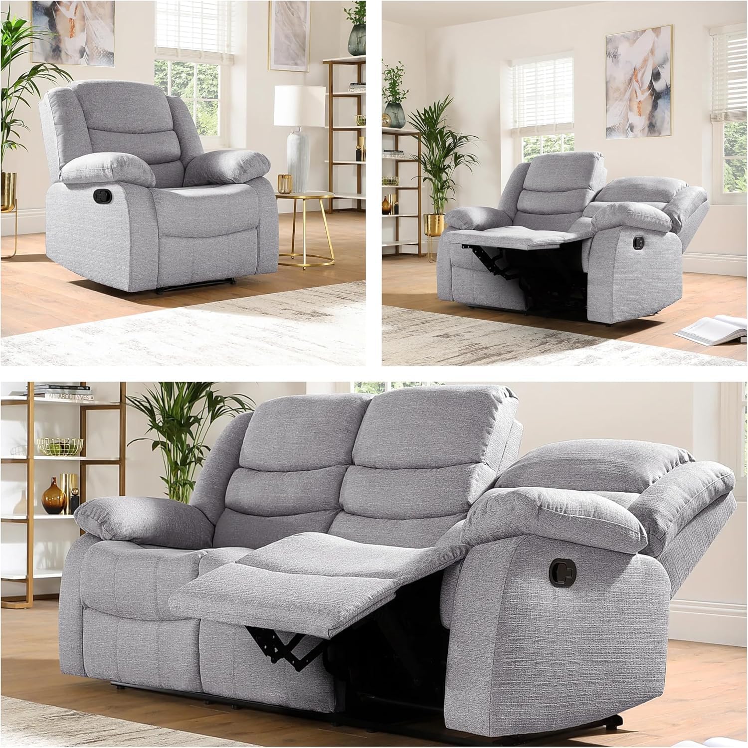 2. Modern Fabric Manual Recliner Sofa