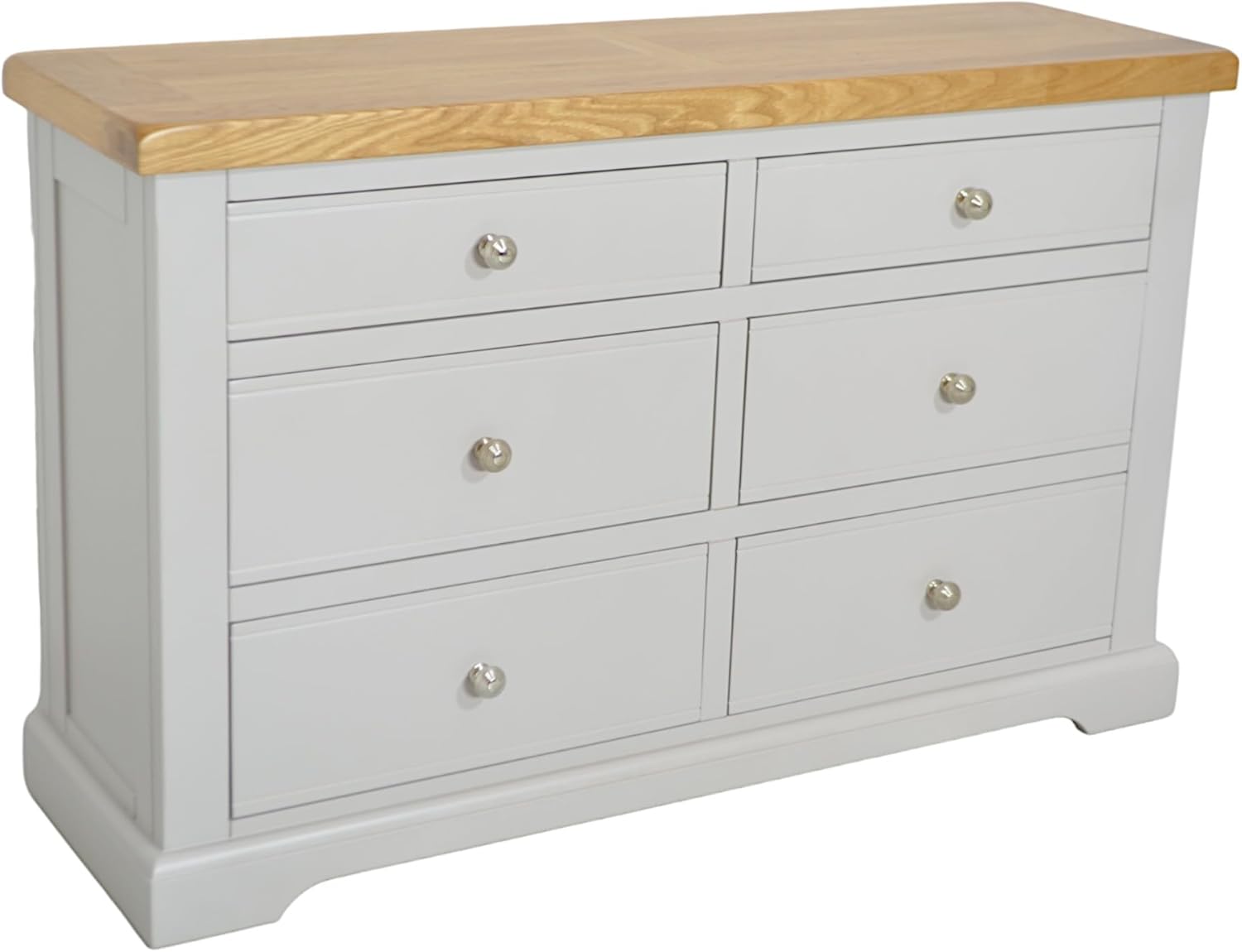 GROFurniture Painted Chest of Drawers, Storage Chest, Painted Bedroom Furniture, Window Unit Chest of Six Drawer, Ready Assembled Bedroom Chest of Drawers Oak (Grey)