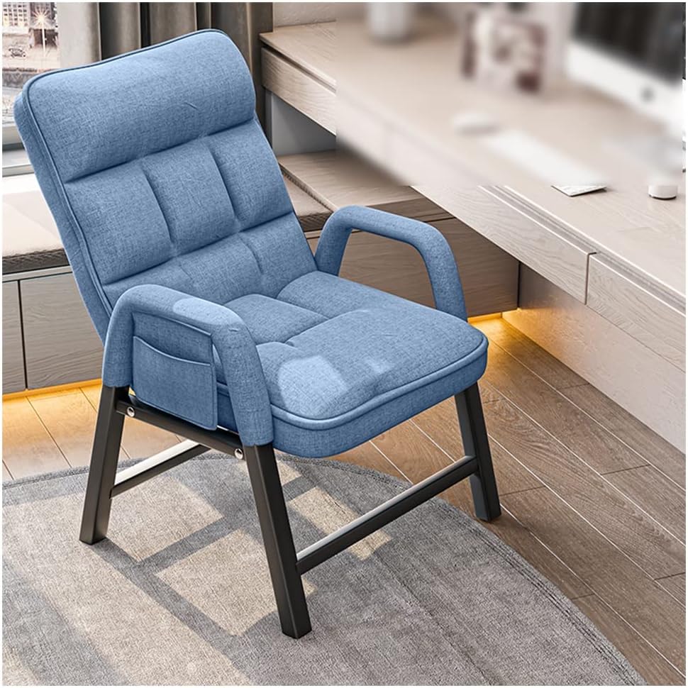 Lazy Chair Indoor, Lounge Chair Living Room, Contemporary Accent Chair Upholstered Single Steel Frame Leisure Sofa Chair With Armrests And Two Side Pockets For Adults Bedroom Dorm ( Color : Blue A )