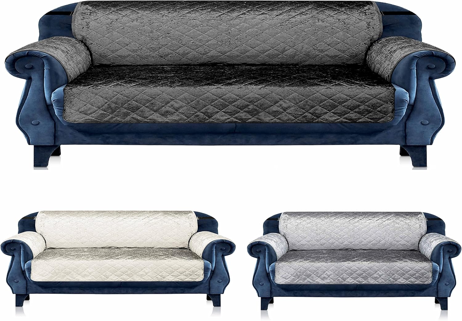 rejuvopedic 2 Seater Contemporary Crush Velvet Sofa/Chair Throw Over Cover Protector