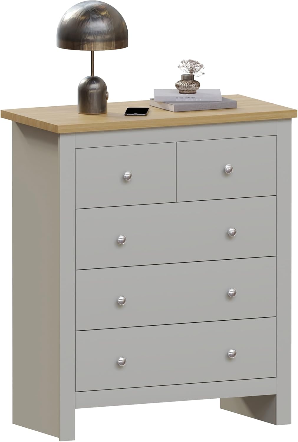 Vida Designs Arlington 3+2 Chest of Drawers Cabinet Storage Modern Bedroom Furniture (Grey)